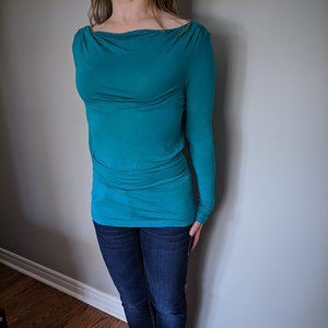 Green/Blue long sleeve dressy top